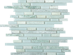 Glasstone SES03 Green Opal Blend Glass and Stone Mosaic – 300 x 305 mm, tile face
