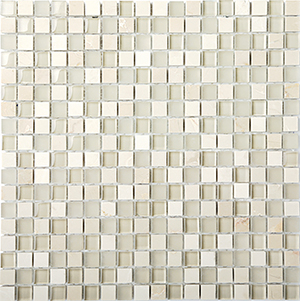 Glasstone SES05 Vanilla Blend Glass and Stone Mosaic – 15 x 15 mm, tile face