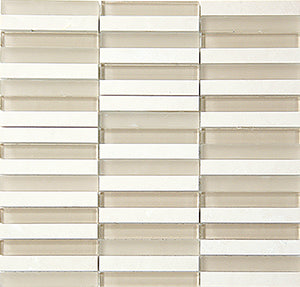 Glasstone SES05 Vanilla Blend Glass and Stone Mosaic tile face, 300 x 305 mm