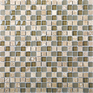 Glasstone SES06 Noce Blend Glass and Stone Mosaic tile face, 295 x 295 mm