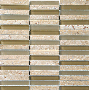 Glasstone SES06 Noce Blend Glass and Stone Mosaic tile face, 300 x 305 mm