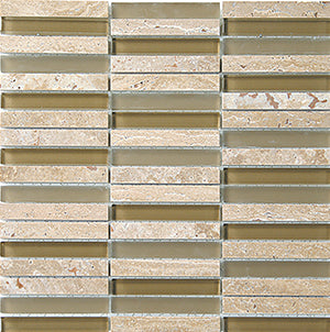 Glasstone SES06 Noce Blend Glass and Stone Mosaic tile face, 300 x 305 mm