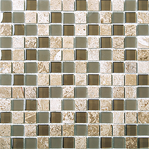 Glasstone SES06 Noce Blend Glass and Stone Mosaic tile face, 300 x 300 mm