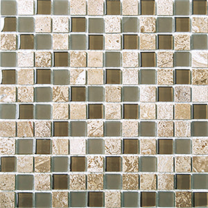 Glasstone SES06 Noce Blend Glass and Stone Mosaic tile face, 300 x 300 mm