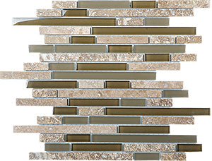 Glasstone SES06 Noce Blend Glass and Stone Mosaic tile face, 300 x 305 mm