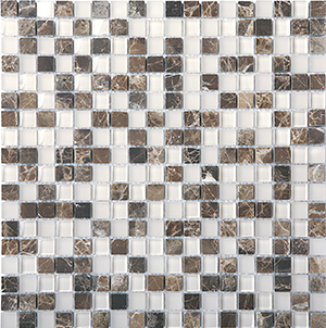 Glasstone SES07 Tan Brown Blend Glass and Stone Mosaic tile face, 295 x 295 mm
