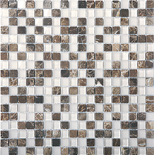 Glasstone SES07 Tan Brown Blend Glass and Stone Mosaic tile face, 295 x 295 mm