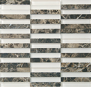 Glasstone SES07 Tan Brown Blend Glass and Stone Mosaic tile face, 300 x 305 mm