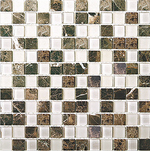 Glasstone SES07 Tan Brown Blend Glass and Stone Mosaic tile face, 300 x 300 mm