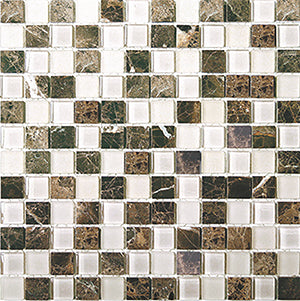 Glasstone SES07 Tan Brown Blend Glass and Stone Mosaic tile face, 300 x 300 mm