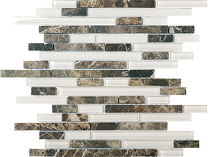 Glasstone SES07 Tan Brown Blend Glass and Stone Mosaic tile face, 300 x 305 mm