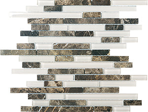 Glasstone SES07 Tan Brown Blend Glass and Stone Mosaic tile face, 300 x 305 mm