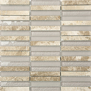 Glasstone SES21 Emperador Light Blend Glass and Stone Mosaic tile face, 300 x 305 mm