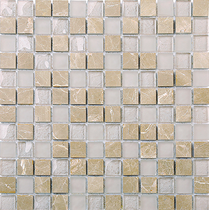 Glasstone SES21 Emperador Light Blend Glass and Stone Mosaic tile face, 300 x 300 mm