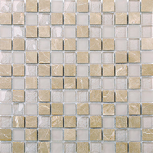 Glasstone SES21 Emperador Light Blend Glass and Stone Mosaic tile face, 300 x 300 mm