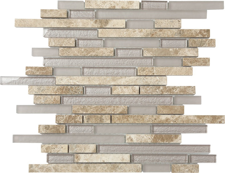 Glasstone SES21 Emperador Light Blend Glass and Stone Mosaic tile face, 300 x 305 mm