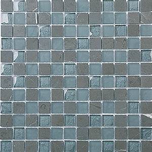 Glasstone SES22 Persian Blue Blend Glass and Stone Mosaic tile face, 300 x 300 mm