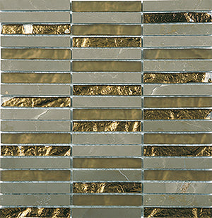 Glasstone SES32 Vinalisa Brown Blend Glass and Stone Mosaic tile face, 300 x 305 mm