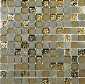 Glasstone SES32 Vinalisa Brown Blend Glass and Stone Mosaic tile face, 300 x 300 mm