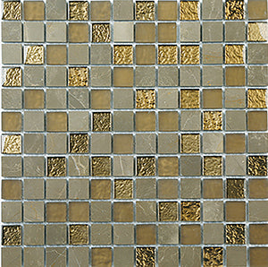 Glasstone SES32 Vinalisa Brown Blend Glass and Stone Mosaic tile face, 300 x 300 mm