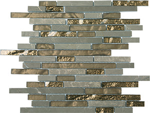 Glasstone SES32 Vinalisa Brown Blend Glass and Stone Mosaic tile face, 300 x 305 mm