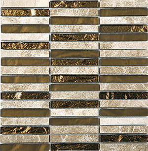 Glasstone SES33 New Dubai Blend Glass and Stone Mosaic tile face, 300 x 305 mm