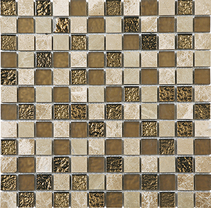 Glasstone SES33 New Dubai Blend Glass and Stone Mosaic tile face, 300 x 300 mm