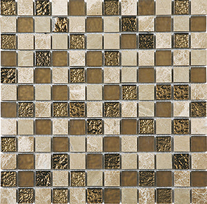 Glasstone SES33 New Dubai Blend Glass and Stone Mosaic tile face, 300 x 300 mm