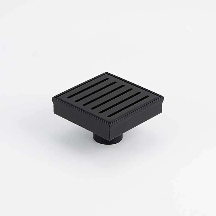 Square Slotted Floor Grate 100 x 100mm - Matte Black