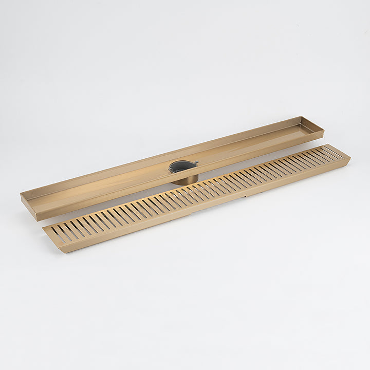Linear Slotted Floor Grate - Warm Brushed Nickel