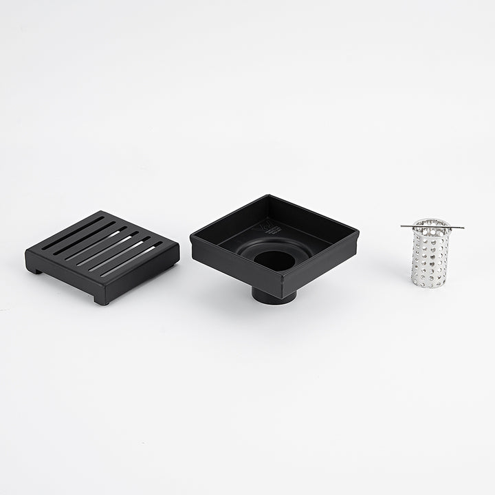Square Slotted Floor Grate 100 x 100mm - Matte Black