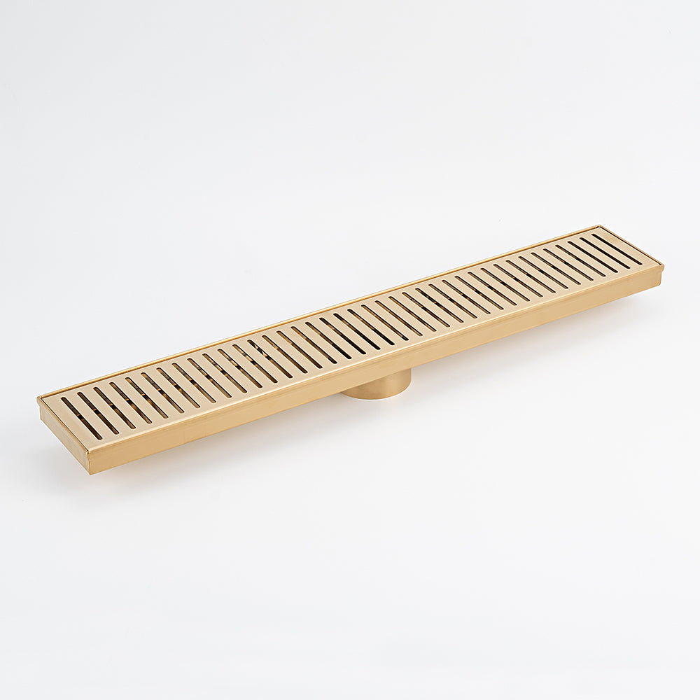 Linear Slotted Floor Grate - Brushed Gold