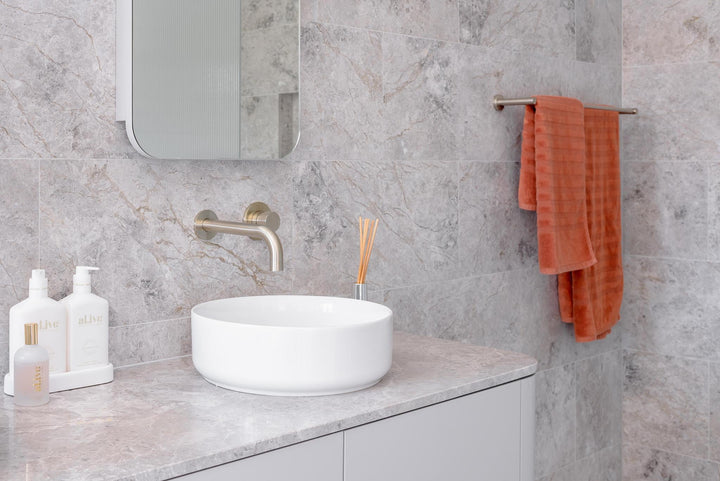 Round Double Towel Rail 900mm - PVD Brushed Nickel