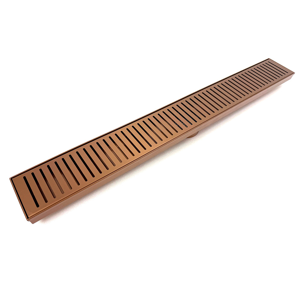 Linear Slotted Floor Grate - Brushed Bronze