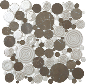 Ispring Vinalisa Brown + EM109 Natural Stone Mosaic tile face, 300 x 300 mm