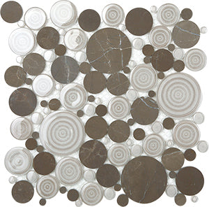 Ispring Vinalisa Brown + EM109 Natural Stone Mosaic tile face, 300 x 300 mm