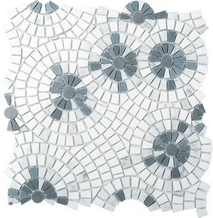 Joy 03 Multi Azul Marble Mosaic tile face, 300 x 300 mm