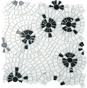 Joy 04 Multi Black Marble Mosaic tile face, 300 x 300 mm