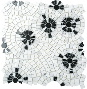 Joy 04 Multi Black Marble Mosaic tile face, 300 x 300 mm