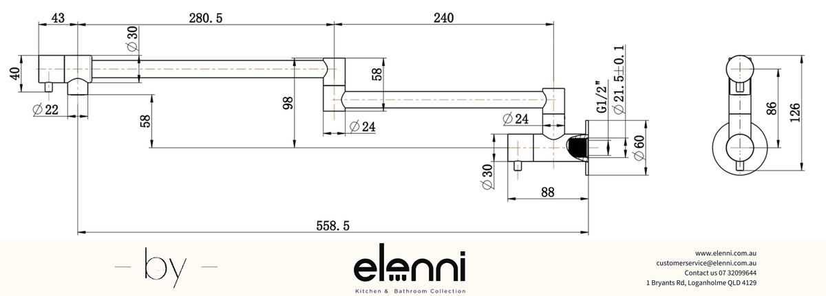 Mica Pot Filler - Elenni specification drawing