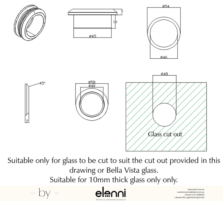 Handle Ring - Elenni specification drawing