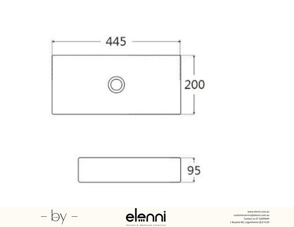 Tyrrell Gloss White Basin - Elenni specification drawing