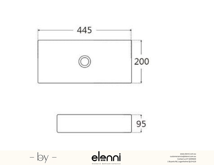 Tyrrell Gloss White Basin - Elenni specification drawing