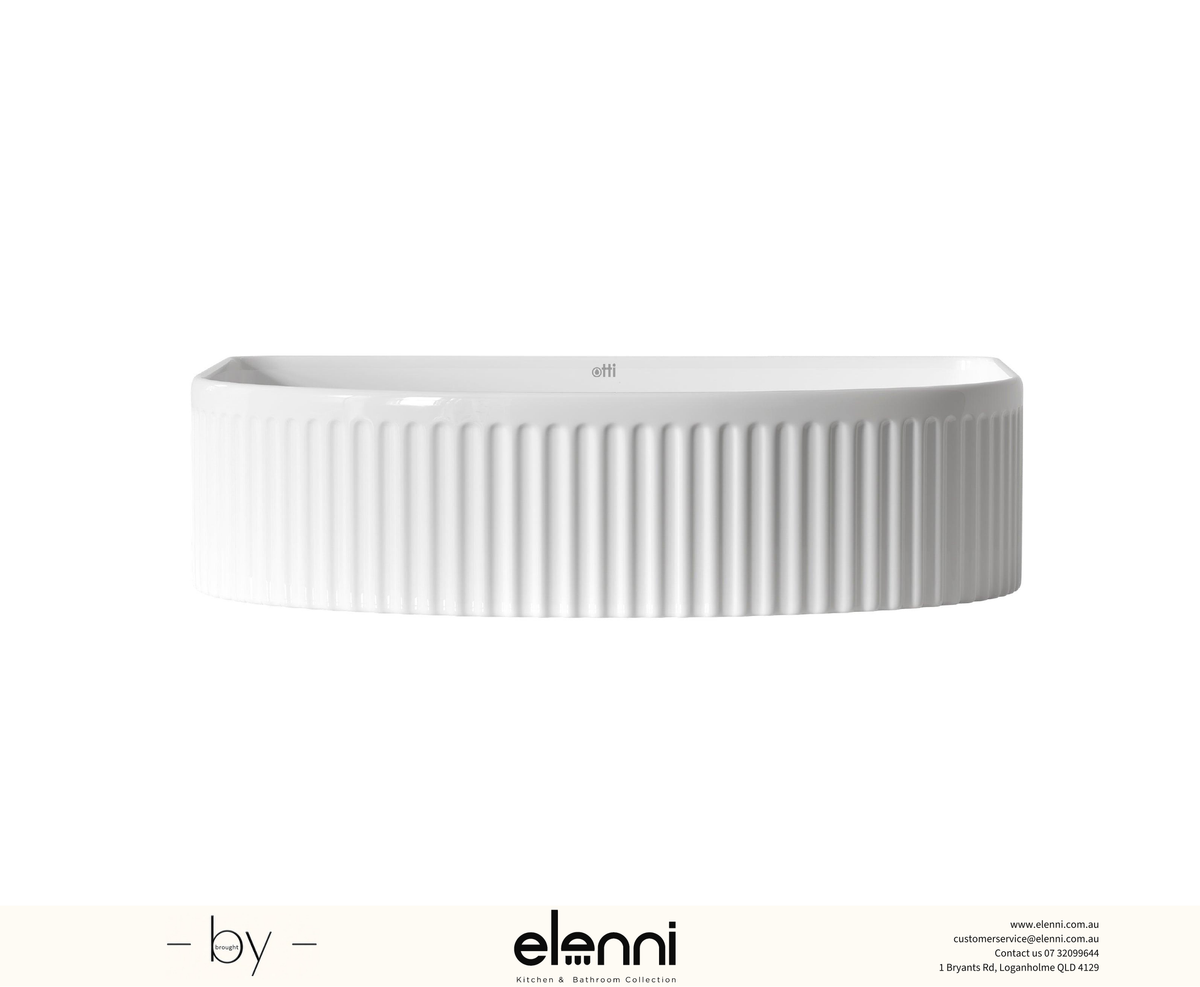 Archie 415x365x100 Gloss White Fluted Basin - Elenni specification drawing