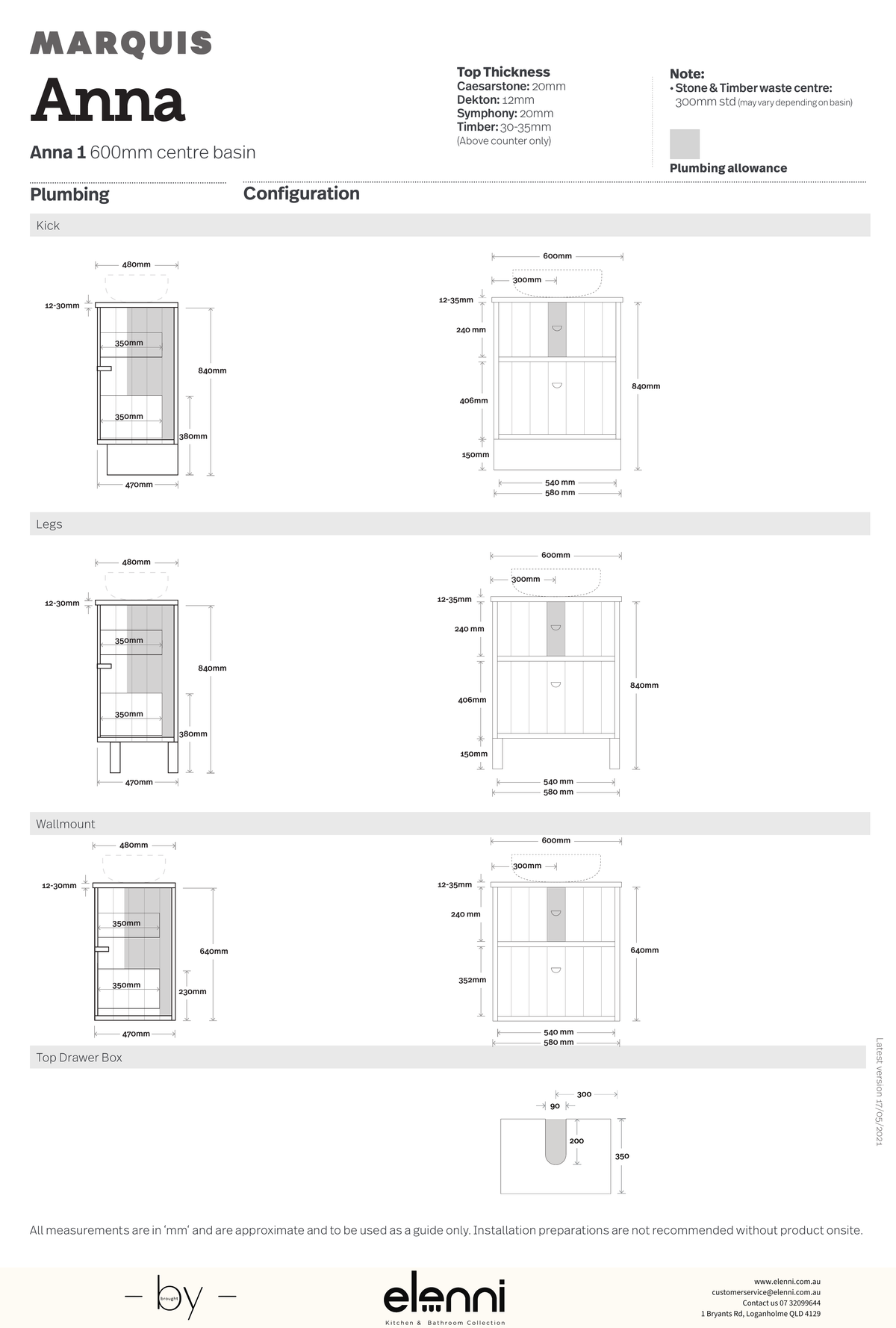Marquis Anna Vanity - Elenni specification drawing
