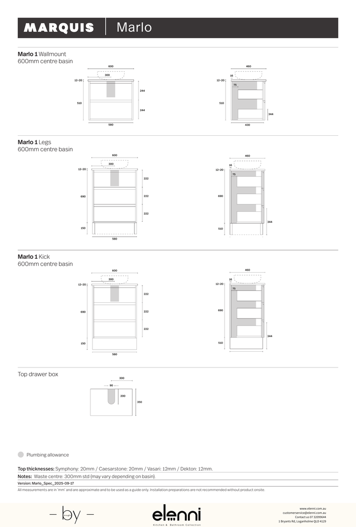 Marquis Marlo Vanity - Elenni specification drawing