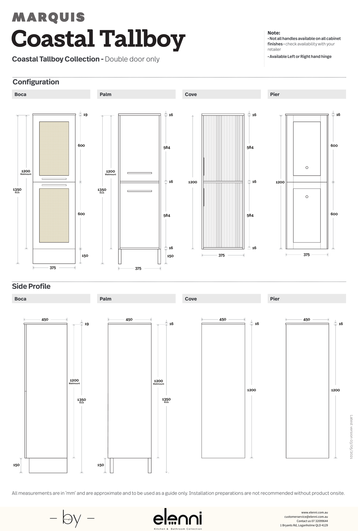 Marquis Palm Tallboy - Elenni specification drawing