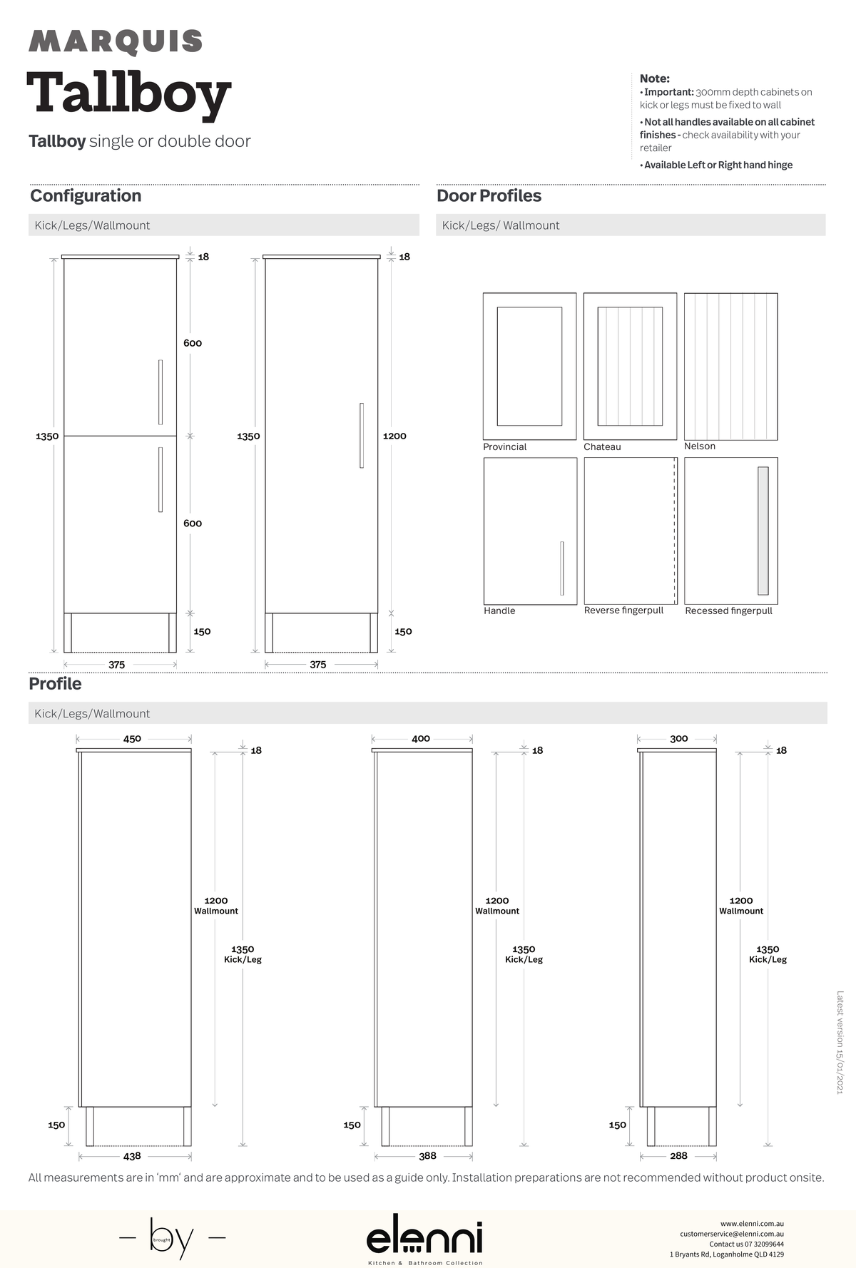 Marquis Tallboy - Elenni specification drawing