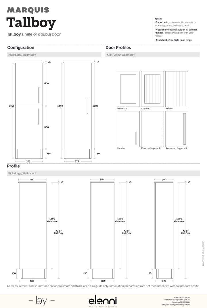 Marquis Tallboy - Elenni specification drawing