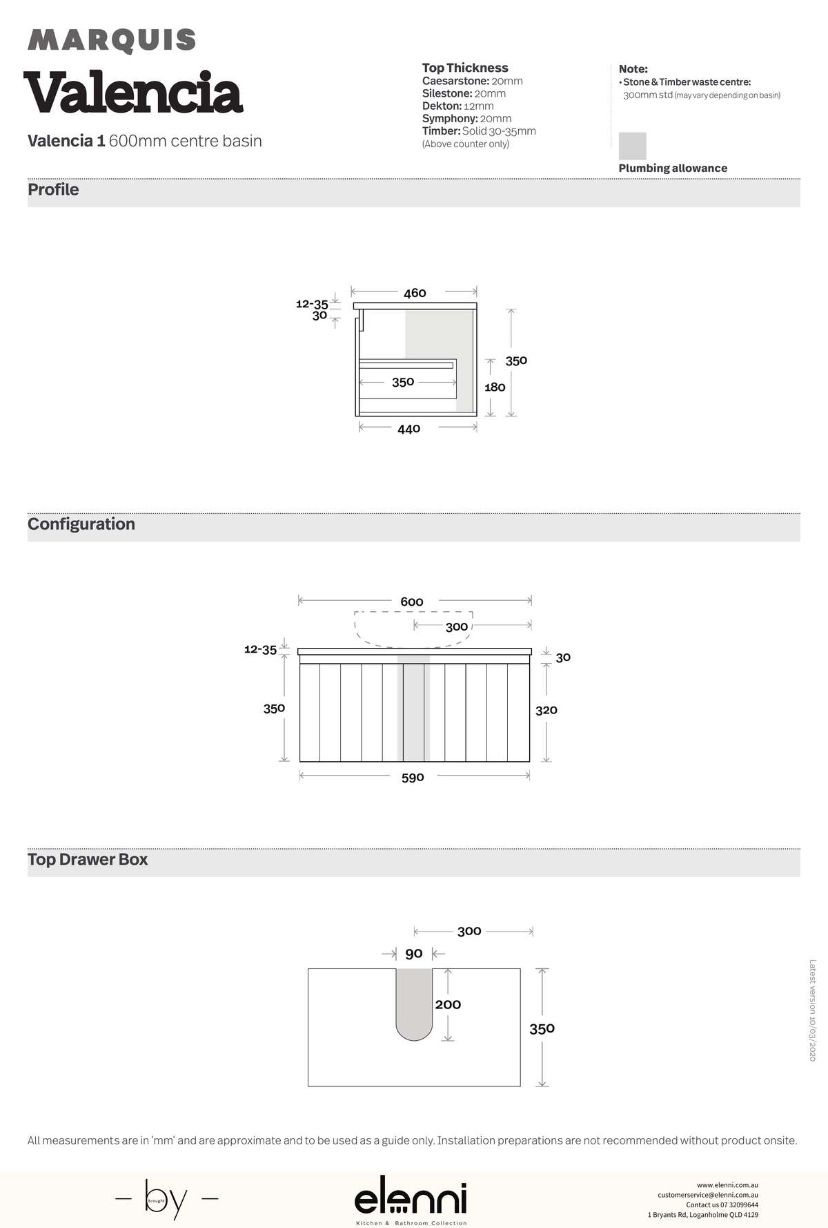 Marquis Valencia Vanity - Elenni specification drawing